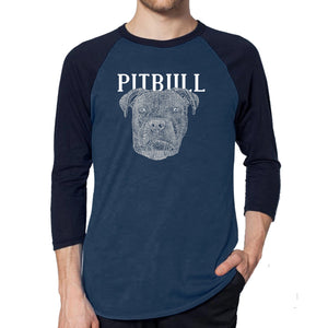 Pitbull Face - Men's Raglan Baseball Word Art T-Shirt