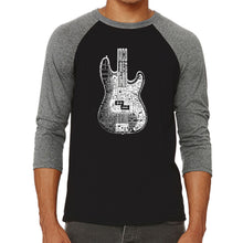 Load image into Gallery viewer, Bass Guitar  - Men&#39;s Raglan Baseball Word Art T-Shirt
