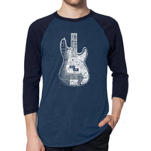 Load image into Gallery viewer, Bass Guitar  - Men&#39;s Raglan Baseball Word Art T-Shirt
