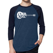 Load image into Gallery viewer, Peace Love Country  - Men&#39;s Raglan Baseball Word Art T-Shirt