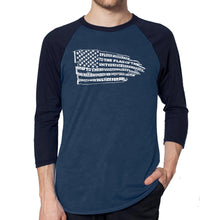 Load image into Gallery viewer, Pledge of Allegiance Flag - Men&#39;s Raglan Baseball Word Art T-Shirt