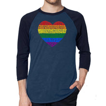 Load image into Gallery viewer, Pride Heart - Men&#39;s Raglan Baseball Word Art T-Shirt