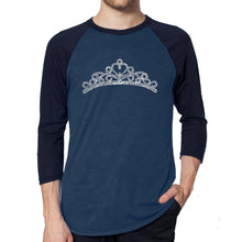 Load image into Gallery viewer, Princess Tiara - Men&#39;s Raglan Baseball Word Art T-Shirt