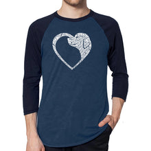 Load image into Gallery viewer, Dog Heart - Men&#39;s Raglan Baseball Word Art T-Shirt