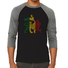 Load image into Gallery viewer, One Love Rasta Lion - Men&#39;s Raglan Baseball Word Art T-Shirt