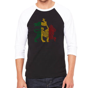 One Love Rasta Lion - Men's Raglan Baseball Word Art T-Shirt
