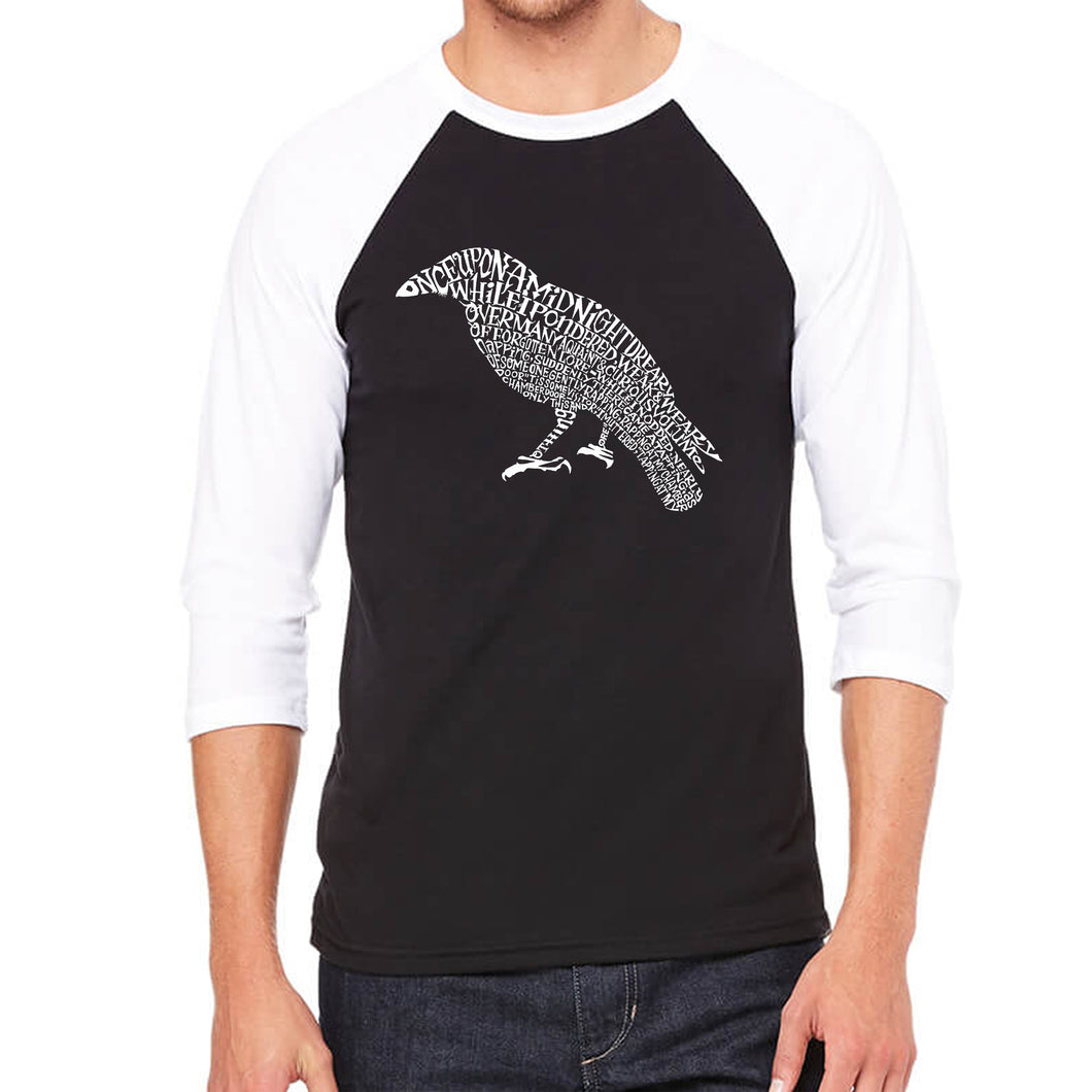 Edgar Allan Poe's The Raven - Men's Raglan Baseball Word Art T-Shirt