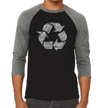 Load image into Gallery viewer, 86 RECYCLABLE PRODUCTS - Men&#39;s Raglan Baseball Word Art T-Shirt