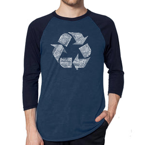 86 RECYCLABLE PRODUCTS - Men's Raglan Baseball Word Art T-Shirt
