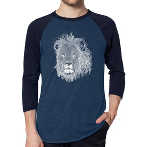 Lion  - Men's Raglan Baseball Word Art T-Shirt