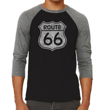 Load image into Gallery viewer, CITIES ALONG THE LEGENDARY ROUTE 66 - Men&#39;s Raglan Baseball Word Art T-Shirt