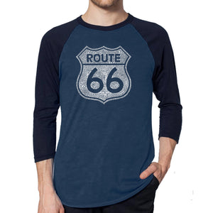 CITIES ALONG THE LEGENDARY ROUTE 66 - Men's Raglan Baseball Word Art T-Shirt
