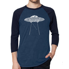 Load image into Gallery viewer, Flying Saucer UFO - Men&#39;s Raglan Baseball Word Art T-Shirt