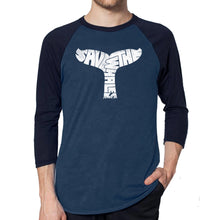 Load image into Gallery viewer, SAVE THE WHALES - Men&#39;s Raglan Baseball Word Art T-Shirt