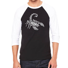 Load image into Gallery viewer, Types of Scorpions - Men&#39;s Raglan Baseball Word Art T-Shirt