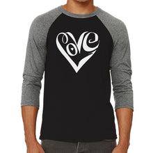 Load image into Gallery viewer, Script Love Heart  - Men&#39;s Raglan Baseball Word Art T-Shirt