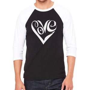 Script Love Heart  - Men's Raglan Baseball Word Art T-Shirt