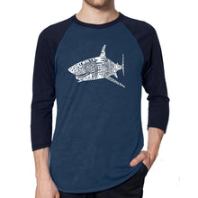 Load image into Gallery viewer, SPECIES OF SHARK - Men&#39;s Raglan Baseball Word Art T-Shirt