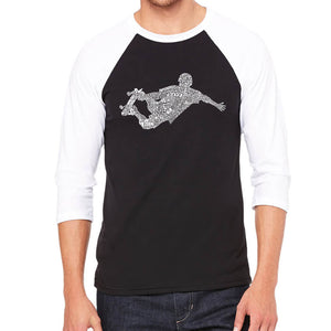 POPULAR SKATING MOVES & TRICKS - Men's Raglan Baseball Word Art T-Shirt
