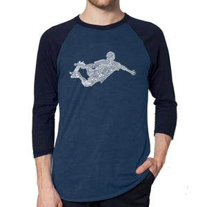 POPULAR SKATING MOVES & TRICKS - Men's Raglan Baseball Word Art T-Shirt