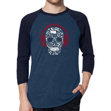 Load image into Gallery viewer, Music Notes Skull  - Men&#39;s Raglan Baseball Word Art T-Shirt