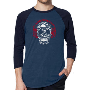 Music Notes Skull  - Men's Raglan Baseball Word Art T-Shirt