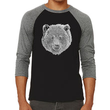 Load image into Gallery viewer, Bear Face  - Men&#39;s Raglan Baseball Word Art T-Shirt
