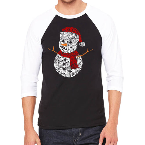 Christmas Snowman - Men's Raglan Baseball Word Art T-Shirt