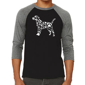 Dog Paw Prints  - Men's Raglan Baseball Word Art T-Shirt