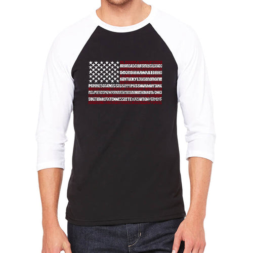 50 States USA Flag  - Men's Raglan Baseball Word Art T-Shirt