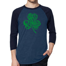 Load image into Gallery viewer, St Patricks Day Shamrock  - Men&#39;s Raglan Baseball Word Art T-Shirt
