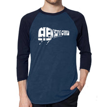 Load image into Gallery viewer, NY SUBWAY - Men&#39;s Raglan Baseball Word Art T-Shirt