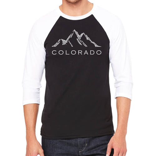 Colorado Ski Towns  - Men's Raglan Baseball Word Art T-Shirt
