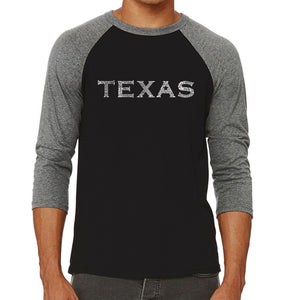 THE GREAT CITIES OF TEXAS - Men's Raglan Baseball Word Art T-Shirt