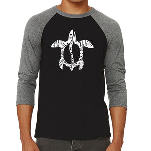 Hawaiian Islands Honu Turtle - Men's Raglan Baseball Word Art T-Shirt