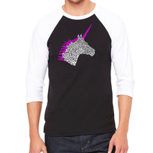 Load image into Gallery viewer, Unicorn - Men&#39;s Raglan Baseball Word Art T-Shirt