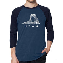 Load image into Gallery viewer, Utah - Men&#39;s Raglan Baseball Word Art T-Shirt