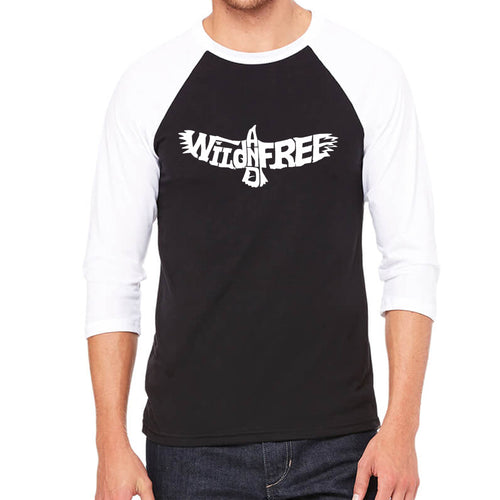 Wild and Free Eagle - Men's Raglan Baseball Word Art T-Shirt