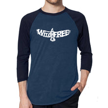 Load image into Gallery viewer, Wild and Free Eagle - Men&#39;s Raglan Baseball Word Art T-Shirt