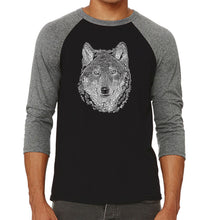 Load image into Gallery viewer, Wolf - Men&#39;s Raglan Baseball Word Art T-Shirt