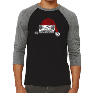 Christmas Peeking Cat - Men's Raglan Baseball Word Art T-Shirt