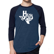 Load image into Gallery viewer, Hey Yall - Men&#39;s Raglan Baseball Word Art T-Shirt