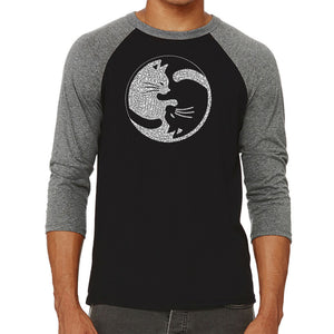 Yin Yang Cat  - Men's Raglan Baseball Word Art T-Shirt