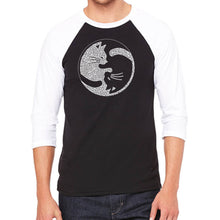 Load image into Gallery viewer, Yin Yang Cat  - Men&#39;s Raglan Baseball Word Art T-Shirt