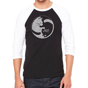 Yin Yang Cat  - Men's Raglan Baseball Word Art T-Shirt