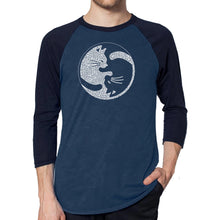 Load image into Gallery viewer, Yin Yang Cat  - Men&#39;s Raglan Baseball Word Art T-Shirt