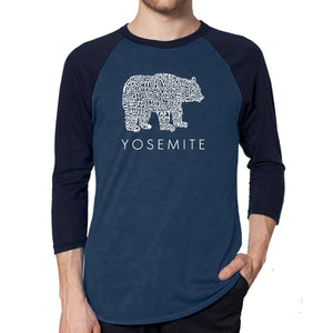 Yosemite Bear - Men's Raglan Baseball Word Art T-Shirt