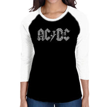 Load image into Gallery viewer, AC/DC - Women&#39;s Raglan Baseball Word Art T-Shirt