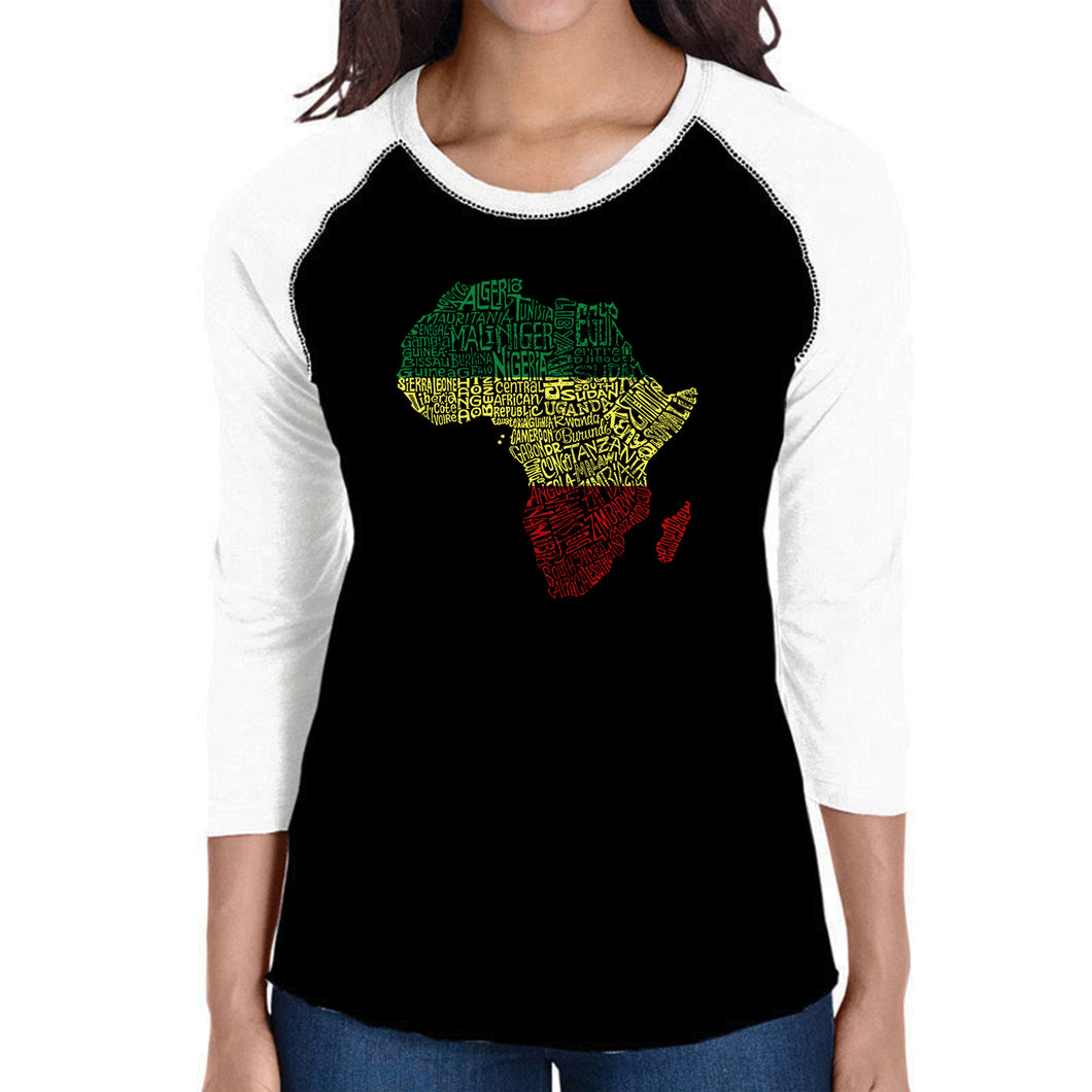 Countries in Africa - Women's Raglan Baseball Word Art T-Shirt