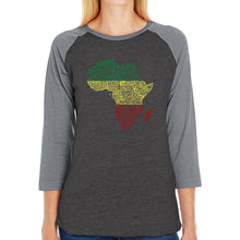Load image into Gallery viewer, Countries in Africa - Women&#39;s Raglan Baseball Word Art T-Shirt